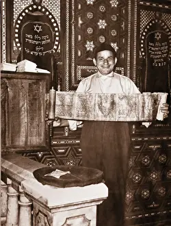 Synagogue Prints: Caretaker Of Synagogue With Torah