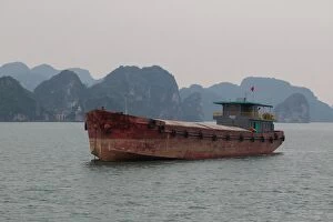 Images Dated 22nd April 2015: Cargo ship near Halong Bay