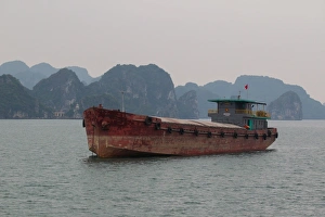 Images Dated 22nd April 2015: Cargo ship near Halong Bay