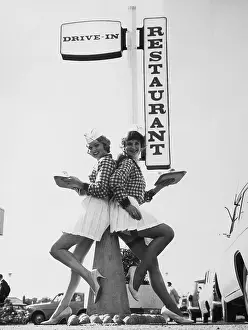 Dish Prints: Carhops at English Drive-in Restaurant