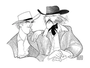 Prints of Caricature (by Al Hirschfeld) of American actors Paul Newman (left) and Robert Redford, 1987. They are depicted in their costumes from the film Butch Cassidy and the Sundance Kid Iconic Movie Star Prints (1920s–1970s): Caricature Of The Cast Of Butch Cassidy And The Sundance Kid