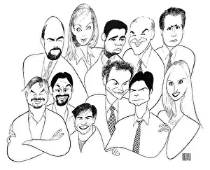 Arc0023642 Prints: Caricature Of The Cast Of The West Wing
