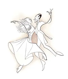 Arc0023235 Prints: Caricature Of Ginger Rogers & Fred Astaire
