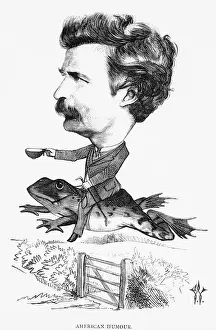 Animal Riding Prints: Caricature of Mark Twain by W.J. Welch