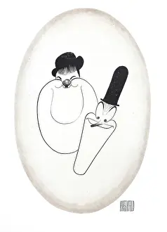 Prints of Caricature (by Al Hirschfeld) of American comedian and actor Oliver Hardy (left) and British comedian and actor Stan Laurel, 1975. (Photo by The Al Hirschfeld Foundation/Getty Photos) Timeless Comedy Icons: Classic Moments from the Legendary Duo: Caricature Of Stan Laurel & Oliver Hardy