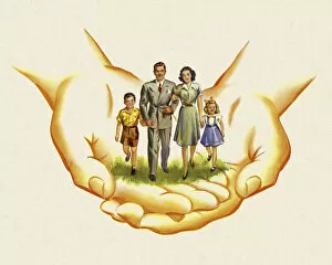 Caring Hands Holding a Family