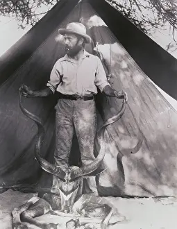 Antelope Prints: Carl Ethan Akeley Holding a Kudu Head