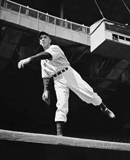 Carl Hubbell Standing On Wall Throwing