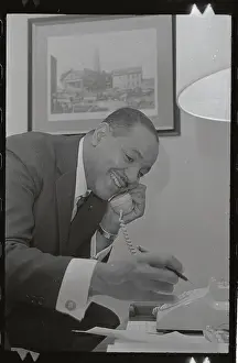 Rowan Prints: Carl T. Rowan Talking on Telephone