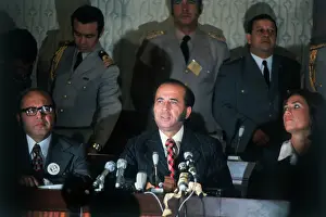 Carlos Andres Perez at Press Microphones