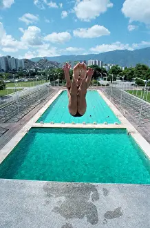 Caracas Prints: Carlos Giron Practicing on Diving Board