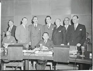 Carlos P. Romulo Posing with UN Members