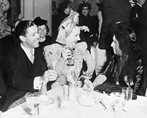 Dining Prints: Carmen Miranda and Friends Eating Dinner