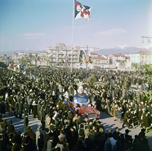 Viareggio Prints: Carnival Float Passing Through a Crowd