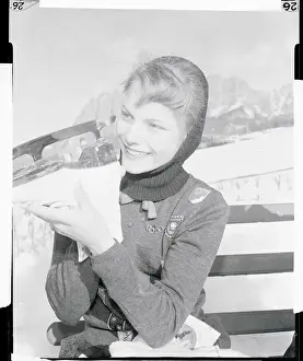 Carol Heiss Checking Her Skate