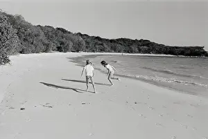 Antigua Prints: Caroline Kennedy Playing on the Beach