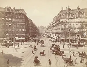 Carriages on Avenue de L'Opera in Paris