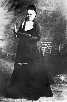Suffrage Prints: Carrie Nation With Bible And Hatchet
