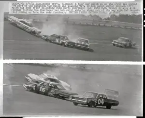 Darlington Prints: Four Cars Crashing at Darlington Raceway