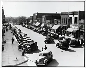 Awning Prints: Cars Parked on Town Street