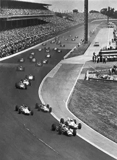 Cars Racing at Indianapolis Speedway