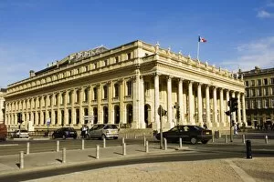 Cars on a road in front of a theatre, Grand Theater, Opera National De Bordeaux, Bordeaux, Aquitaine, France
