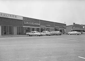Parking Prints: Cars on shopping centre parking, (B&W)