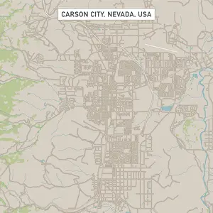 Nevada Prints: Carson City Nevada US City Street Map