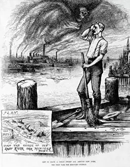 Air Pollution Prints: Cartoon of Air Pollution Engulfing City