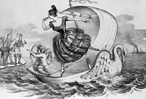 Humorous And Satirical Art Prints: Cartoon of Dancer Lola Montez Coming To US