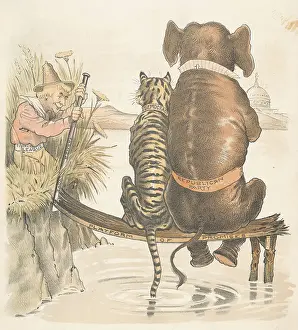 Cartoon Depicting Democrats and Republicans on Weak Platform