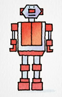 Cartoon depiction of red and blue robot