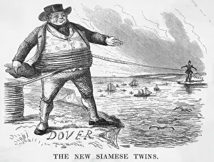 Crossing Prints: Cartoon Of Dover Calais Telegraph Line