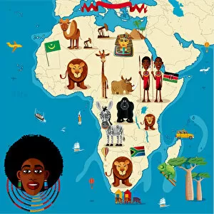Images Dated 1st March 2018: Cartoon map of Africa