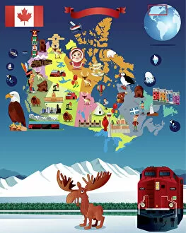 Images Dated 1st March 2018: Cartoon map of Canada