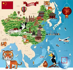Images Dated 1st March 2018: Cartoon Map of China