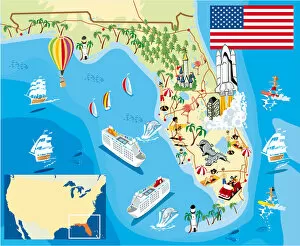 Images Dated 1st March 2018: Cartoon map of Florida