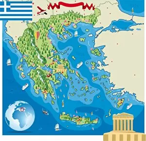 Images Dated 1st March 2018: Cartoon map of Greece