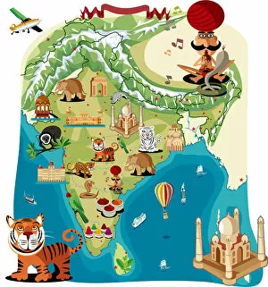 Images Dated 1st March 2018: Cartoon map of India