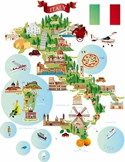 Images Dated 1st March 2018: Cartoon map of ITALY