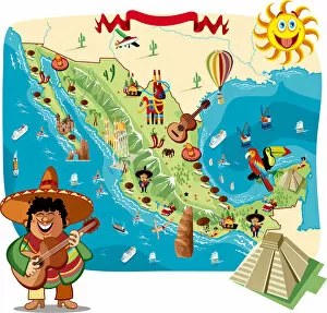 Images Dated 1st March 2018: Cartoon map of Mexico