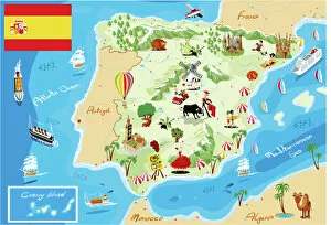 Images Dated 1st March 2018: Cartoon map of Spain