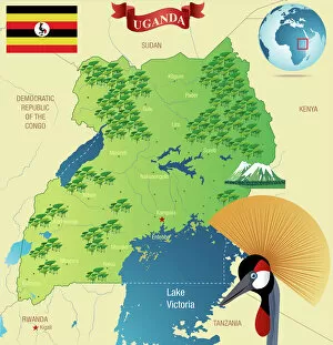 Images Dated 1st March 2018: Cartoon map of Uganda