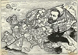Franz Josef Prints: Cartoon of Nicholas II Controlling Leaders of Europe