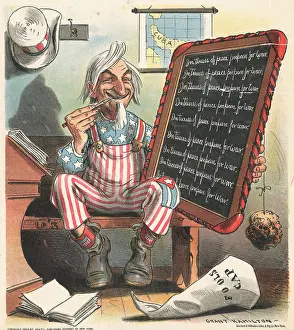 Secrecy Prints: Cartoon Showing American Caricature Planning War Tactics