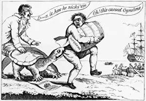 1800s Prints: Cartoon: A Smuggler During the Embargo Act 1807-1809