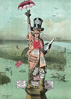 Cartoon, Statue Of Liberty with Advertising