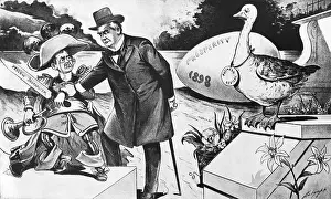 Cartoon of William McKinley Trying to Stop Yellow Journalism