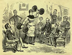 Weightlifting Prints: Cartoon Of Woman Lifting Dumbells
