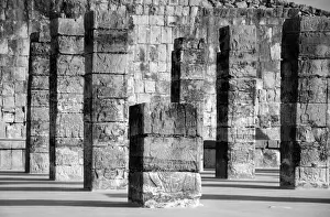 Carved stone Mayan warrior columns, Chichen Itza